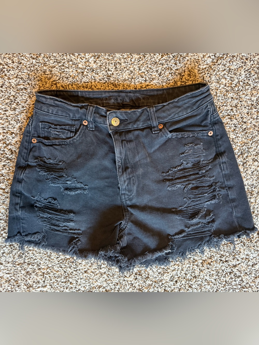 American Eagle Outfitters Black Ripped Denim Shorts